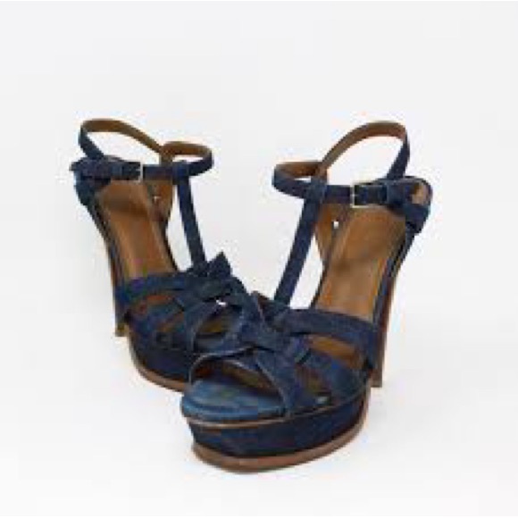 YSL Denim Tribute Heel 35.5 - Picture 1 of 9
